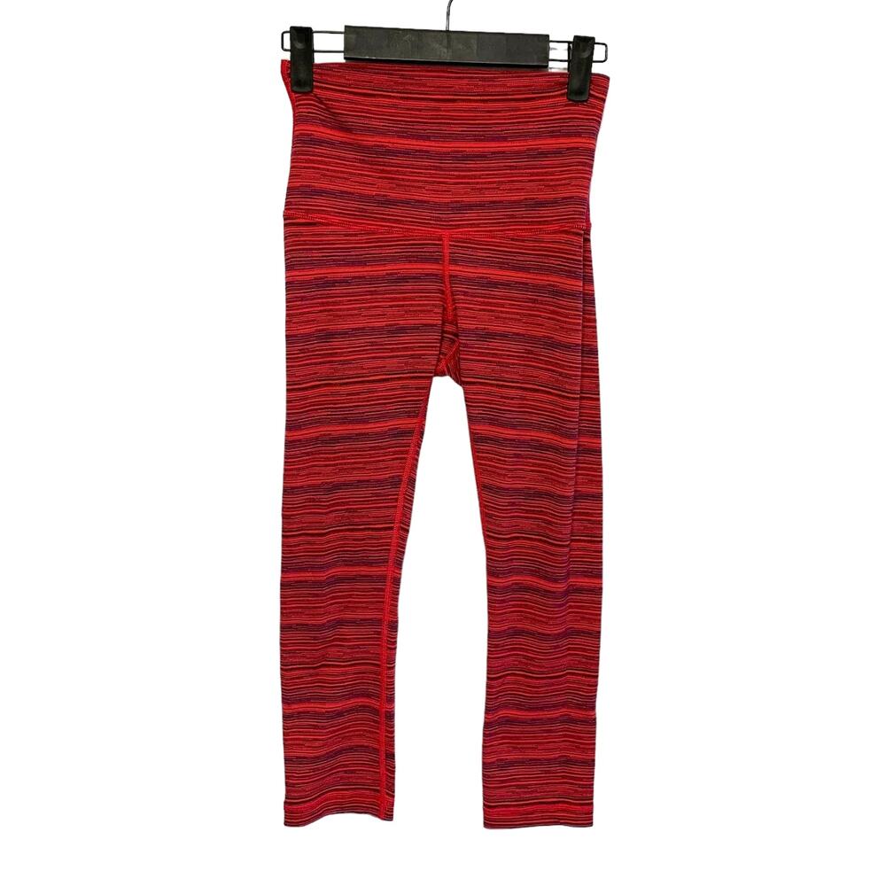 Lululemon Wunder Under High Rise Cropped Leggings Women's Sz 4 Red Yoga Stretch